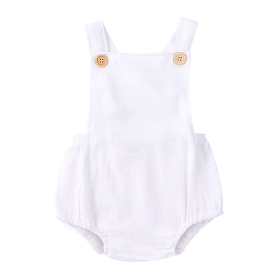 Fengactive Infant Toddler Boys Girls Summer Sleeveless Overalls Romper Button Adjustable Strap Soft Baby Triangle Bodysuit Onesie 0-3T