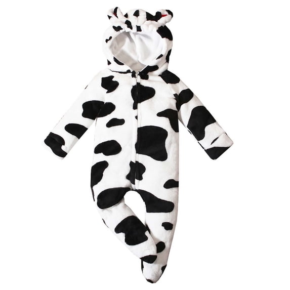 QINGFSAP Kids Animal Onesie Costume Plush Hooded Romper with 3D Face and Tail Zipper Front Jumpsuit Unisex