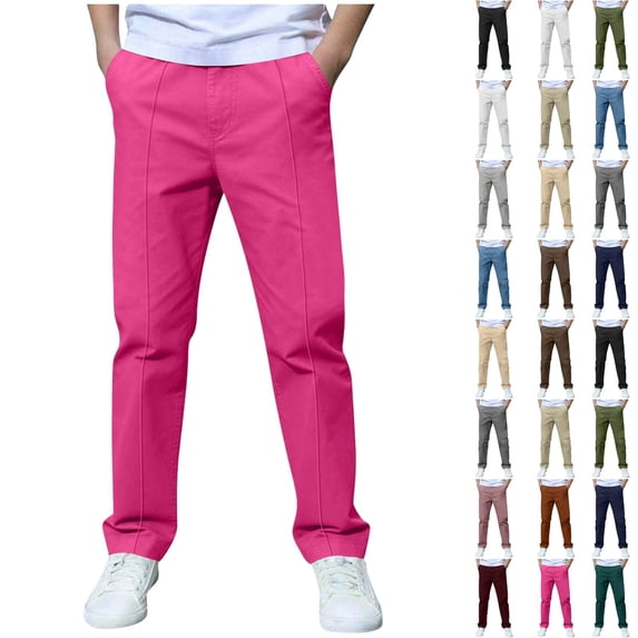 QINGFSAP Kids Boys Casual Long Trousers Solid Cargo Pants Practical Pockets for School and Outdoor Wear for 3-14T