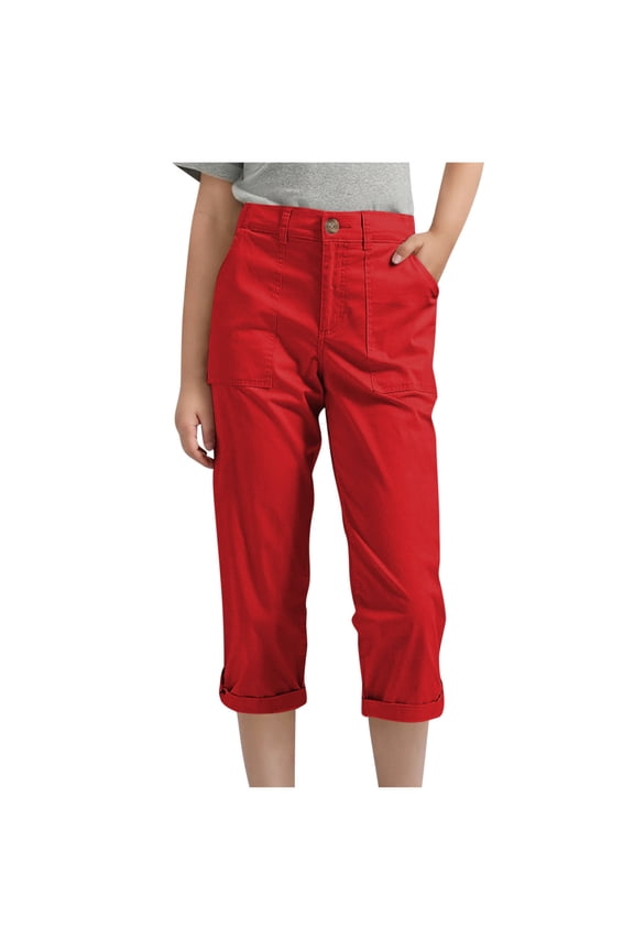 Kids Cargo Capri Pants Elastic Waist With Button Closure and Multi Functional Pockets for Boys Girls 4-15T