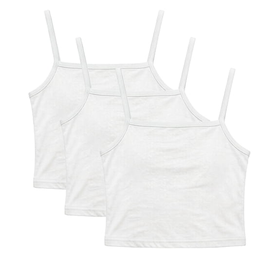 QINGFSAP Kids Girls Casual Summer Sleeveless Top 3 Pack Solid Crew Neck Spaghetti Strap Inner Tank Shirts for 3鈥?4T