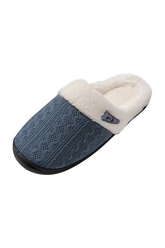 Knitted Slippers for Women Men Plush Lined Soft Lightweight Anti Skid Sole Warm Comfy Indoor Outdoor House Shoes