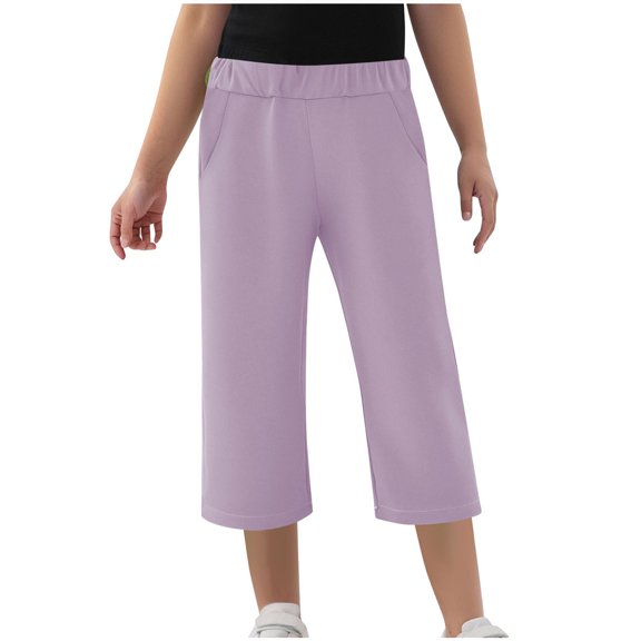 Fengactive Little Boy Girls Straight Leg Capri Pants Elastic Waist Lounge Pants Capris for Boy Girls