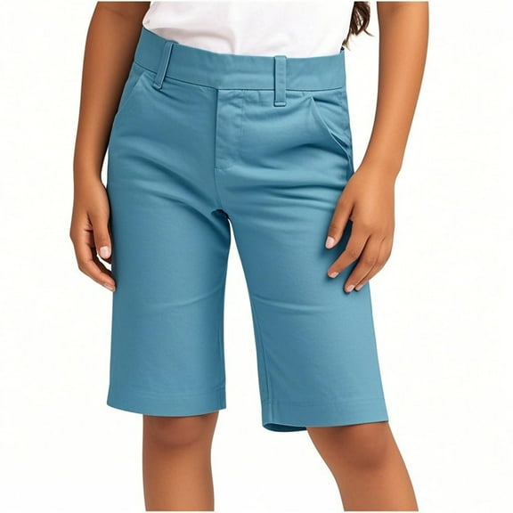 Fengactive Little Boy Girls Straight Leg Dress Capri Pants High Waisted Office Work Pants Capris for Girls with Pockets