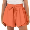thumbnail image 1 of Fengactive Little Girls Flowy Shorts Solid Color Drawstring Elastic Waist Athletic Shorts for Girls, 1 of 9