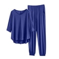 thumbnail image 1 of Fengactive Lounge Pajamas Sets for Women 3/4 Length Sleeve V Neck Tops Elastic Waist Wide Leg Pants Outfits, 1 of 6