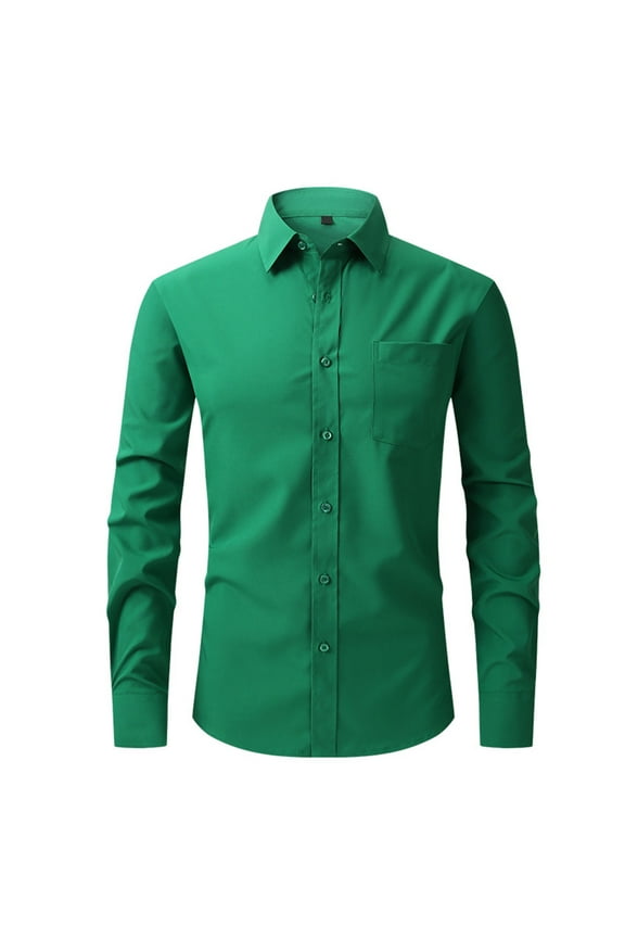 Men's Big and Tall Shirts Four Side Stretch Shirt Business Casual Long Sleeve Thermal Shirt