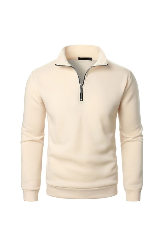 Men's Business Casual Sweater Quarter Zip Pullover Sweatshirt Stand Collar Long Sleeve Sweatshirt Classic Tops