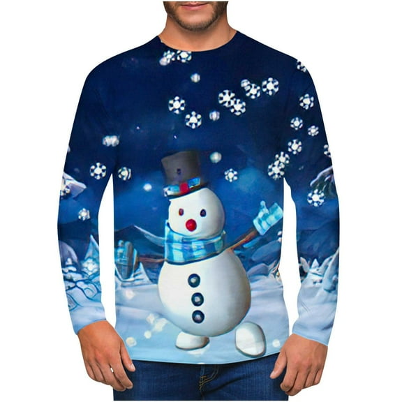 Fengactive Men's Christmas Snowman Sweater Funny Party Graphic Sweatshirts Xmas Long Sleeve T-Shirts Pullover