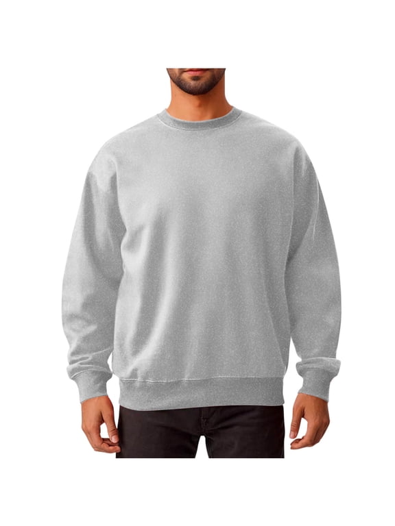 Fengactive Men's Classic Basic Crewneck Sweatshirts No Hood Long Sleeve Pullover Tops Casual Loose Fit Shirts