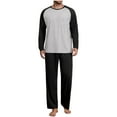 thumbnail image 1 of Fengactive Men's Color Block Long Sleeve Shirt and Pants Pajama Set Ultra Soft Warm Sleepwear, 1 of 7