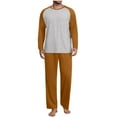 thumbnail image 1 of Fengactive Men's Color Block Long Sleeve Shirt and Pants Pajama Set Ultra Soft Warm Sleepwear, 1 of 7