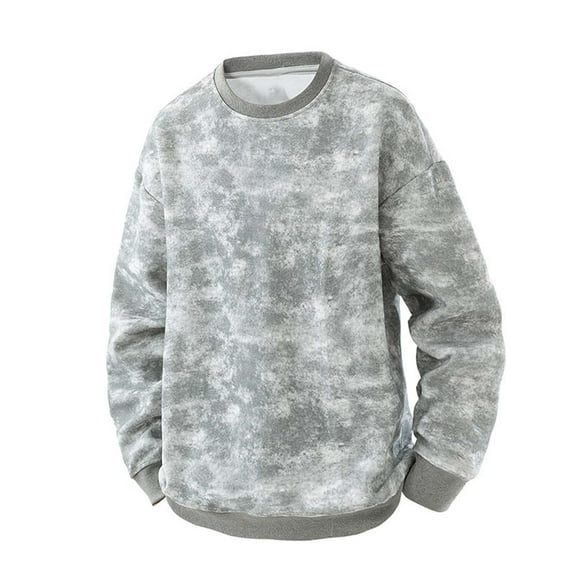 Fengactive Men's Crew Neck Outdoor Sweatshirt Vintage Tie-Dye Casual Long-Sleeve Loose Pullover