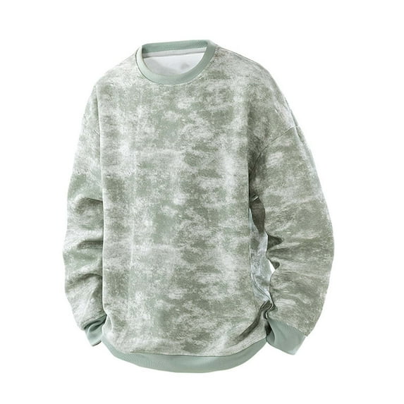 Fengactive Men's Crew Neck Outdoor Sweatshirt Vintage Tie-Dye Casual Long-Sleeve Loose Pullover