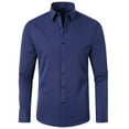thumbnail image 1 of Fengactive Men's Dress Shirt Regular Fit Stretch Long Sleeve Solid Business Wedding Button Down Shirts, 1 of 3