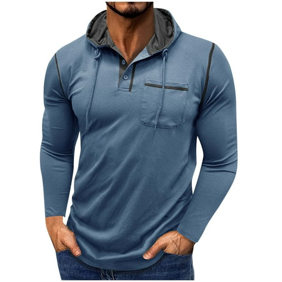 Fengactive Men's Henley Shirts Long Sleeve Casual Button T-Shirt Lightweight Pullover Shirt with Pocket