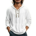 thumbnail image 1 of Fengactive Men's Hooded Shirts with Pocket Button Long Sleeve Drawstring Casual Tops Loose Fit Lightweight Street Tshirts, 1 of 5
