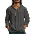 thumbnail image 1 of Fengactive Men's Hooded Shirts with Pocket Button Long Sleeve Drawstring Casual Tops Loose Fit Lightweight Street Tshirts, 1 of 4