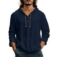 thumbnail image 1 of Fengactive Men's Hooded Shirts with Pocket Button Long Sleeve Drawstring Casual Tops Loose Fit Lightweight Street Tshirts, 1 of 4