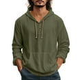 thumbnail image 1 of Fengactive Men's Hooded Shirts with Pocket Button Long Sleeve Drawstring Casual Tops Loose Fit Lightweight Street Tshirts, 1 of 4