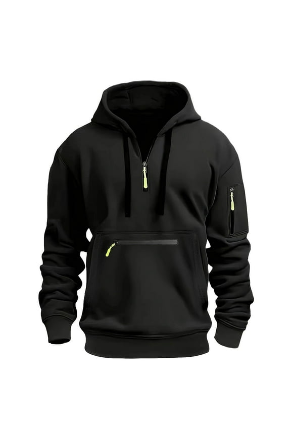 Men's Hoodie Casual Long Sleeve 1/4 Zipper Pullover Vintage Workout Hoodies Military Tactical Sweatshirts