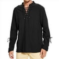 thumbnail image 1 of Fengactive Men's Lace Up Shirts Casual Long Sleeve Mock Neck Solid Color Henley Blouse Drawstring Arm Banded Tops, 1 of 6