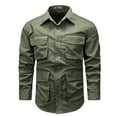 thumbnail image 1 of Fengactive Men's Long Sleeve Shirts Casual Multi Pockets T Shirts Outdoor Loose Tooling Tops Lapel Button Down Shirts, 1 of 6