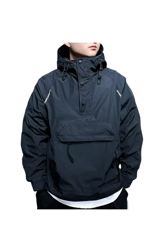 Men's Pullover Quarter-Zip Hooded Jacket Waterproof Lightweight Windbreaker Outdoor Golf Rain Jacket