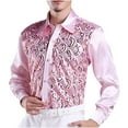 thumbnail image 1 of Fengactive Men's Sequins Stage Dress Shirt Long Sleeve Button Down Lapel Shirt Luxury Disco Party Club Suit, 1 of 4