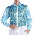 thumbnail image 1 of Fengactive Men's Sequins Stage Dress Shirt Long Sleeve Button Down Lapel Shirt Luxury Disco Party Club Suit, 1 of 4