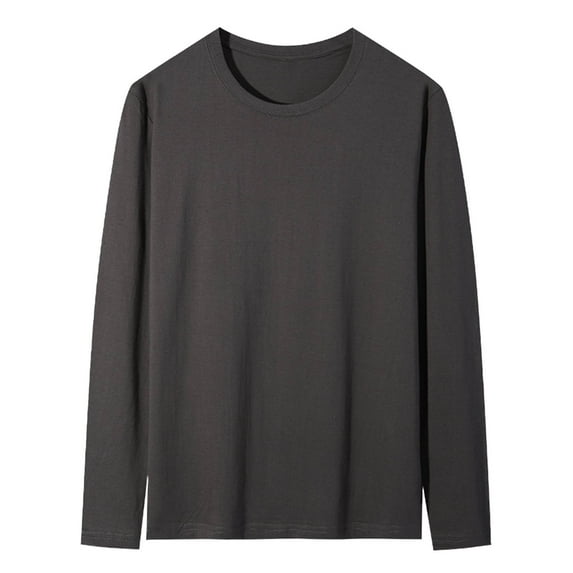 Fengactive Men's Solid Long Sleeved Thermal Underwear Casual Round Neck Long Sleeved Top Regular-Fit Daily Underwear