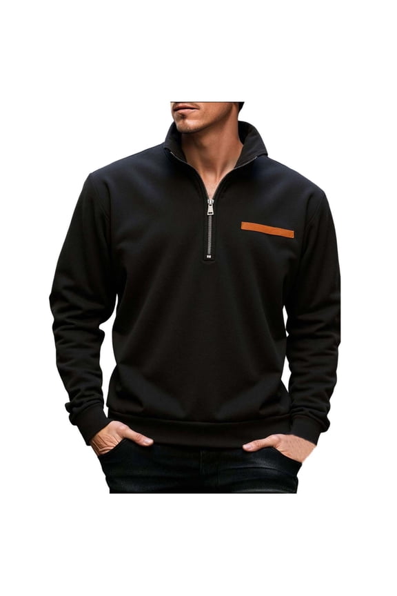 Men's Sweatshirt Standing Collar Basic Designed Clothes Fall Winter Pullover Athletic Tops Fashion Casual Sweatshirts