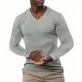 thumbnail image 1 of Fengactive Men's V Neck Knitted Sweater for Sports Lightweight Muscle Thermal T Shirt Casual Ribbed Pullover Tee Undershirts, 1 of 3