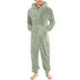 thumbnail image 1 of Fengactive Men's Winter Zipper Hooded Romper Pajamas One Piece Pajama Jumpsuit Warm Comfy Loungewear with Pockets, 1 of 7