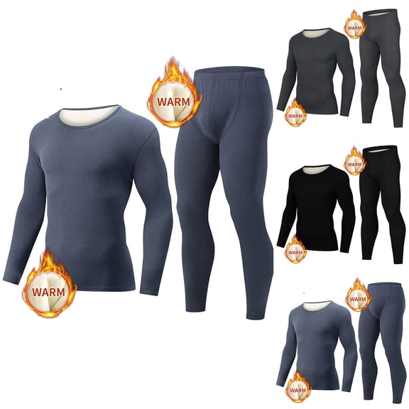 Fengactive Mens Fleece Lined Long Johns Thermal Underwear Set Warm Base Layer Cold Weather Top Bottom