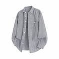 thumbnail image 1 of Fengactive Mens Long Sleeve Shirts Fashion Solid Color Button Down Shirt with Pocket Fall Turndown Collar Casual Daily Tee, 1 of 8