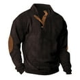thumbnail image 1 of Fengactive Mens Sweater with Elbow Patches Long Sleeve Button Turtleneck Shirts Vintage Sweatshirts, 1 of 7
