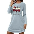 thumbnail image 1 of Fengactive Nightgown for Women Christmas Wine Glass Print Cute Long Sleeve Loose Crewneck Nightshirts Sleepwear, 1 of 6