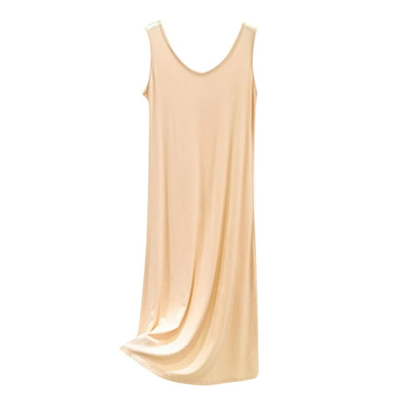 Fengactive Nightgowns for Women V-Neck Sleeveless Sleepshirt Long Sleepwear Tank Nightshirt Soft Comfy Casual Dress
