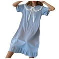 thumbnail image 1 of Fengactive Pajamas Dress for Women Nightgown Babydoll Long Sleeve Sleepwear Ruffle Hem Vintage Loungewear, 1 of 5