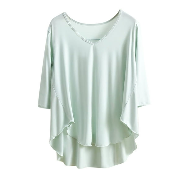 Fengactive Pajamas for Women 3/4 Sleeve V Neck Flowy Loungewear Tops Casual Loose Lightweight Pullover Sleepwear 2025