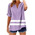 thumbnail image 1 of Fengactive Plus Size Short Sleeve V Neck Tops for Women Trendy Button Down Blouses Soft Summer Boho Shirts, 1 of 5
