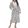 thumbnail image 1 of Fengactive Plush Bathrobe for Women Long Robe with Two Side Pockets and Belt Warm and Cozy Fluffy Sleepwear Nightgown, 1 of 7