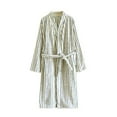 thumbnail image 1 of Fengactive Plush Bathrobes for Women Plush Warm Striped Robe Warm Cozy Loungewear with Belt, 1 of 4