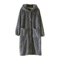 thumbnail image 1 of Fengactive Robes for Women with Hood Soft Warm Long Sleeve Button Up Bathrobes Cozy Plush Loungewear Nightgown, 1 of 4