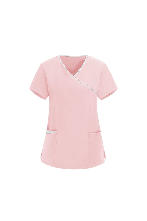 Scrub Tops for Women Lightweight Short Sleeve V Neck Shirts Nurse Scrub Tops Womens Cleaning Clothes