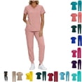 thumbnail image 1 of Fengactive Scrubs For Women Set V-Neck Top & Pants Medical Scrubs Nurse Uniform Clinical Modern Suit with Pockets, 1 of 9