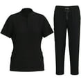 thumbnail image 1 of Fengactive Scrubs for Women Set Stretch Stand Collared Scrub Top Long Pant Nursing Uniforms Scrubs Sets with Pockets, 1 of 9