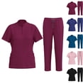 thumbnail image 1 of Fengactive Scrubs for Women Set Stretch Stand Collared Scrub Top Long Pant Nursing Uniforms Scrubs Sets with Pockets, 1 of 9