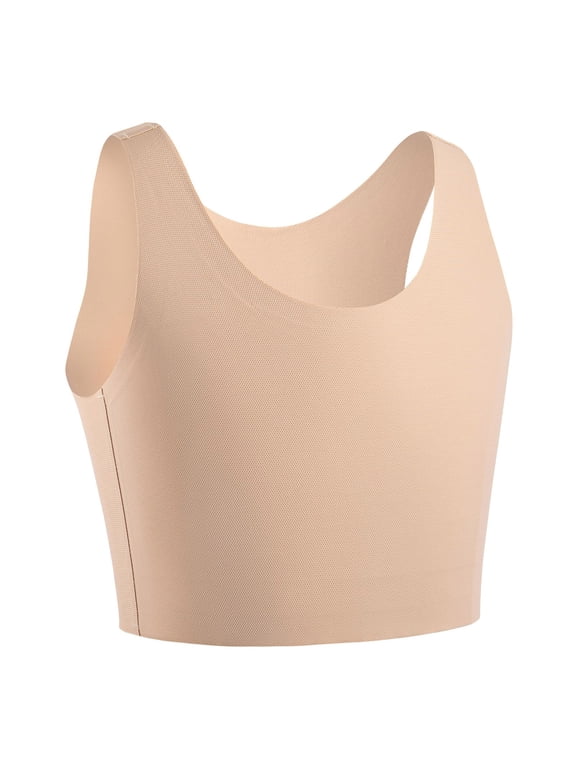 Fengactive Seamless Chest Binder Bra for Women Invisible Minimizer Tank Top with Pads